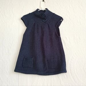 Time & Tru Navy Blue Sweater Vest Knit Soft Cottagecore Boho Layers High Neck